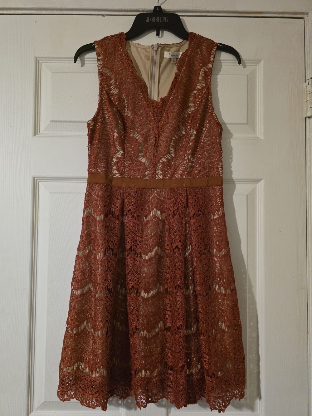 Francesca's Collections Rust Lace Sleeveless Midi Dress